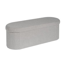 Coffre Banc Pliable, Pouf de Rangement avec Assise Rembourrée en Bouclé, Tabo...