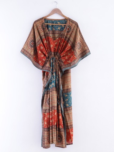 Vintage soie robe caftan - soie,