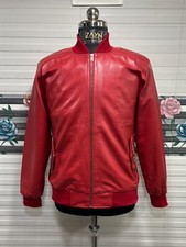 Blouson bomber en cuir rouge