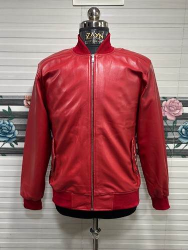 Blouson bomber cuir rouge - cuir,
