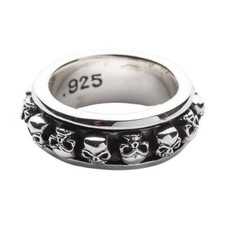 SKULL 925 STERLING SILVER SPIN RING NEW GOTHIC BIKER SIZE 9,25 TAILLE 60