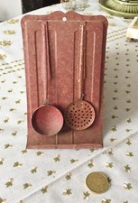 Ancien Porte Ustensiles Tôle Peinte Louche Maison de Poupée Dinette Jouet Métal