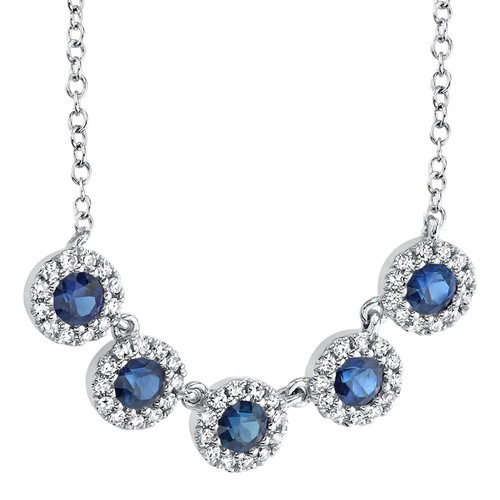 Saphir bleu collier diamant - saphir,