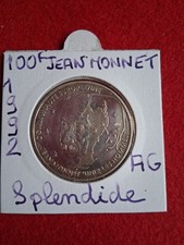 MONNAIE DE 100F JEAN MONNET EN ARGENT MASSIF 900%