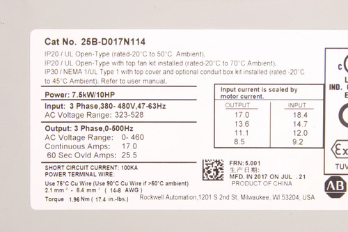25b d017n114 allen - bradley,