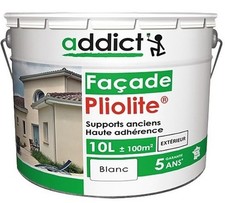 Peinture façade résine pliolite Blanc 10L ADDICT supports anciens haute adhérenc