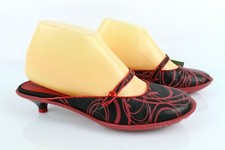 JUMP Mules Sabots Sandales Cuir Noir et Rouge T 38 Excellent état