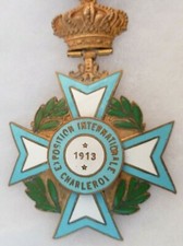 Médaille Croix Exposition Internationale 1913 CHARLEROI Belgique ORIGINAL Medal
