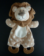 *. DOUDOU PLAT ZDT ZD ACTION LION BLANC BEIGE MARRON POIS ANNEAU DENT - TTBE