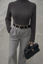 Top crop côtelé gris ZARA