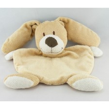 Doudou plat lapin beige blanc