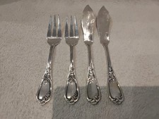 2 couverts à poisson 4p métal argenté Ercuis rocaille fontenoy