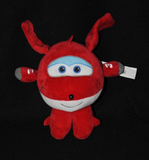Peluche doudou avion SUPER WINGS rouge blanc 19 cm TTBE