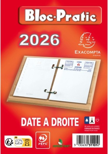 Calendrier 2026 bloc - calendrier, de
