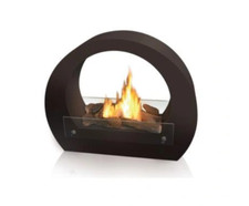 Cheminée Bioéthanol a poser au sol en acier inox laquée en noir