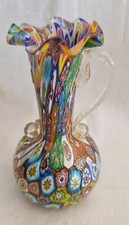 Petite Cruche Fiole Décorative En Cristal De Murano À Décor Murrines 