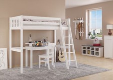 Lit surélevé en pin blanc