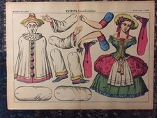 Pantins à découper : Colombine et Pierrot  Pellerin Epinal N°1353 Originale 