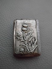 Art Nouveau Boite Pilulier Métal Argenté Décor Chardons