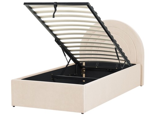 Lit simple beige velours 90 - velours,