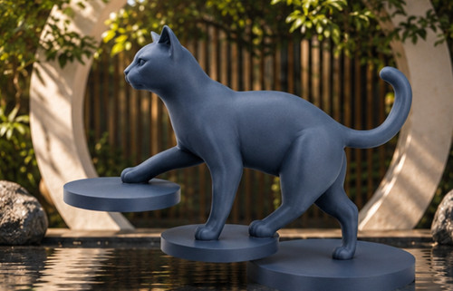 Statue chat gris sculpture - statue, gris,