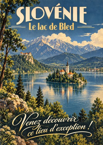 Affiche lac bled - affiche,