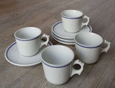 4 tasses et sous-tasses Porcelaine d'Auteuil - Ligne Marine