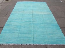 Vintage Kilim Traditionnel Main Fabriqué Oriental Bleu Laine Grand 300x205cm