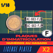 Plaques d’immatriculation Françaises SIV Noires pour miniature 1/18 1:18