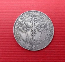 joli JETON piece de necessité 10 ctms , 1916 chambre commerce d'ALGER