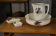 Ensemble de toilette céramique décor Art déco Boch et Louvière 1920-1930's