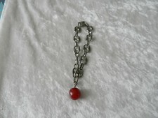 Ancien bracelet grain de café acier inoxydable et breloque en verre et argent