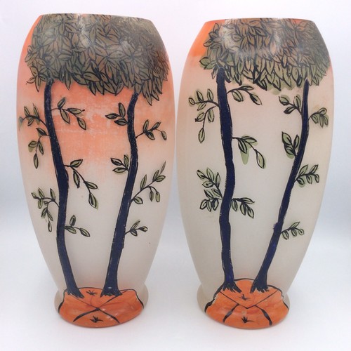 Paire vases verre - de,