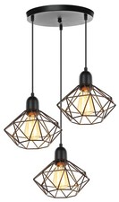 Suspension Luminaire 3 Lampes Industrielle Lustre Plafonnier Interieur Vintag...
