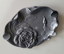 Ancien Cendrier Vide Poche Art Nouveau Decor Fleur La Rose Etain Ou Autre