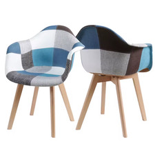 Lot 2 Chaises Patchwork Tissu