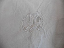 2 ANCIENS DRAP DE PENSION LIN X COTON ECRU"CP"JOURS 100X200 CM