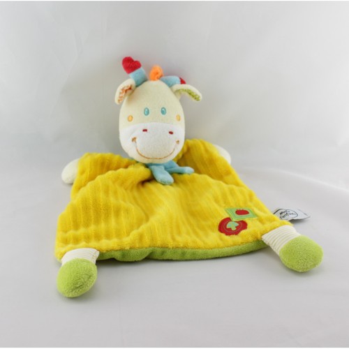 Doudou plat girafe jaune vert - doudou,
