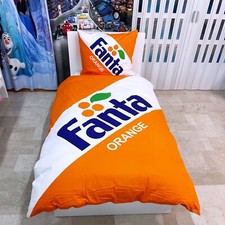 Fanta Set 2 Pièces Lit Simple Housse de Couette Taie Coton Réversible 160x200cm