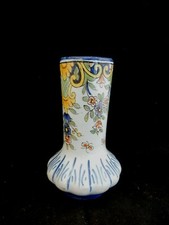 Ancien Vase Soliflore en Faïence Rouen H 12 cm Blason Couronne Clés