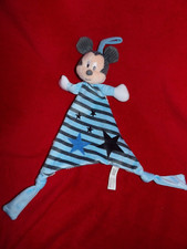 DOUDOU PLAT MICKEY RAYE BLEU ETOILE DISNEY BABY CLEMENTONI NEUF