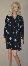 Robe chemise noire fleurie