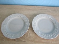 2 assiettes a dessert en porcelaine de limoges DESHOULIERES California  GRISE
