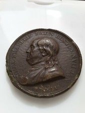 Médaille Benjamin Franklin signée Dupré en bois durci ? 1706 1786