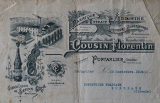 Facture 1908 Absinthe COUSIN