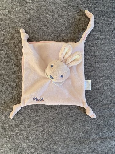 Doudou plat picot lapin rose - doudou,