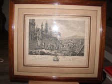 Gravure 18 ème " Départ pour la chasse à l' oiseau "