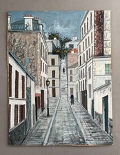 L'impasse Cottin à Montmartre, Gouache d'après Maurice Utrillo