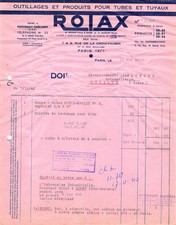 1943 OUTILLAGES ET PRODUITS POUR TUBES ET TUYAUX ROTAX A PARIS - ETS LAFOND