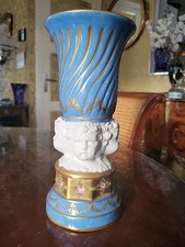 Ancien Vase Urne Porcelaine Doré Et Biscuit Paris J P T Jules Tielés Cherubin
